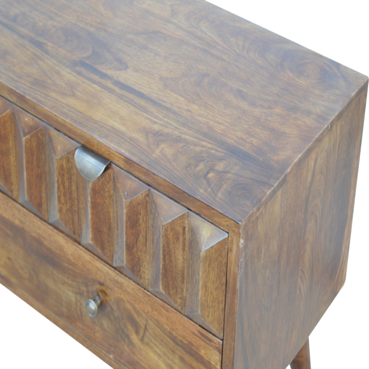 Solid Mango Wood Chestnut Finished 2 Slot 2 Drawer Media Unit - Image 5