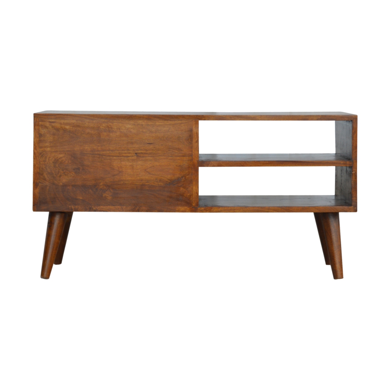 Solid Mango Wood Chestnut Finished 2 Slot 2 Drawer Media Unit - Image 9