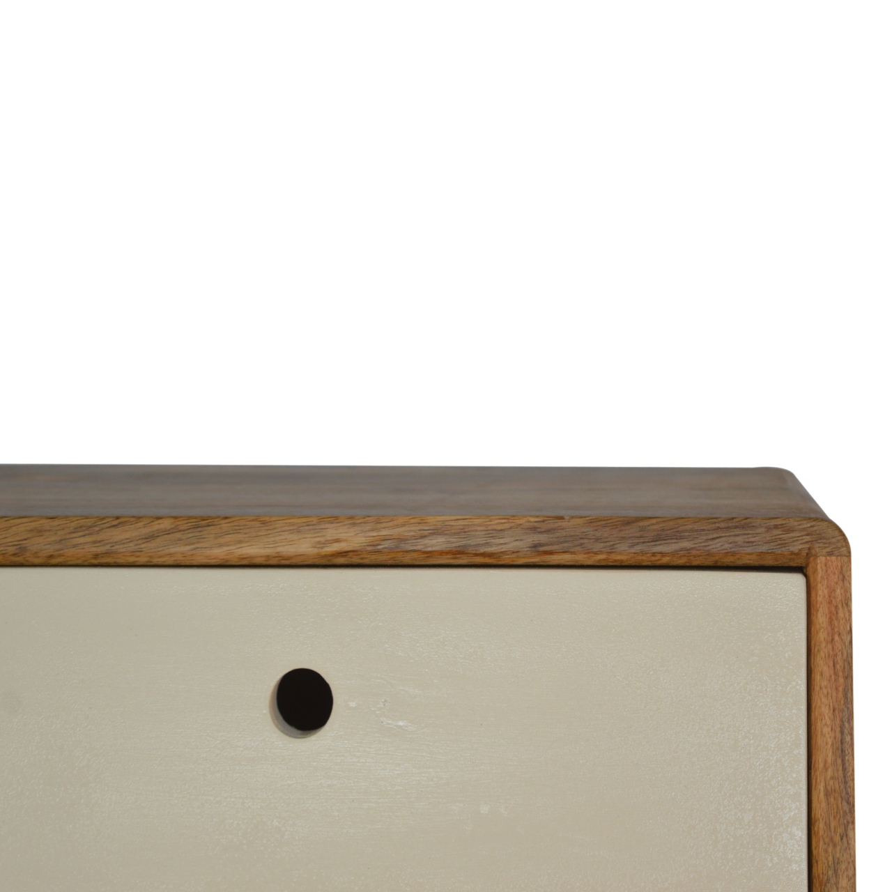 Solid Mango Wood White Hand Painted Wall Mounted 1 Drawer Inclined Bedside - Image 5