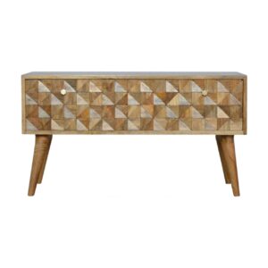 Solid Mango Wood Oak Finished 1 Door Diamond Bench