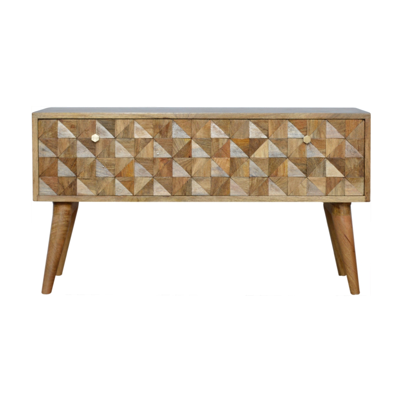 Solid Mango Wood Oak Finished 1 Door Diamond Bench
