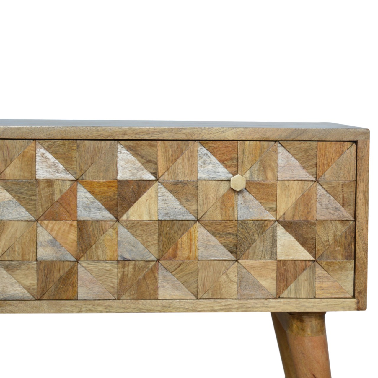 Solid Mango Wood Oak Finished 1 Door Diamond Bench - Image 4