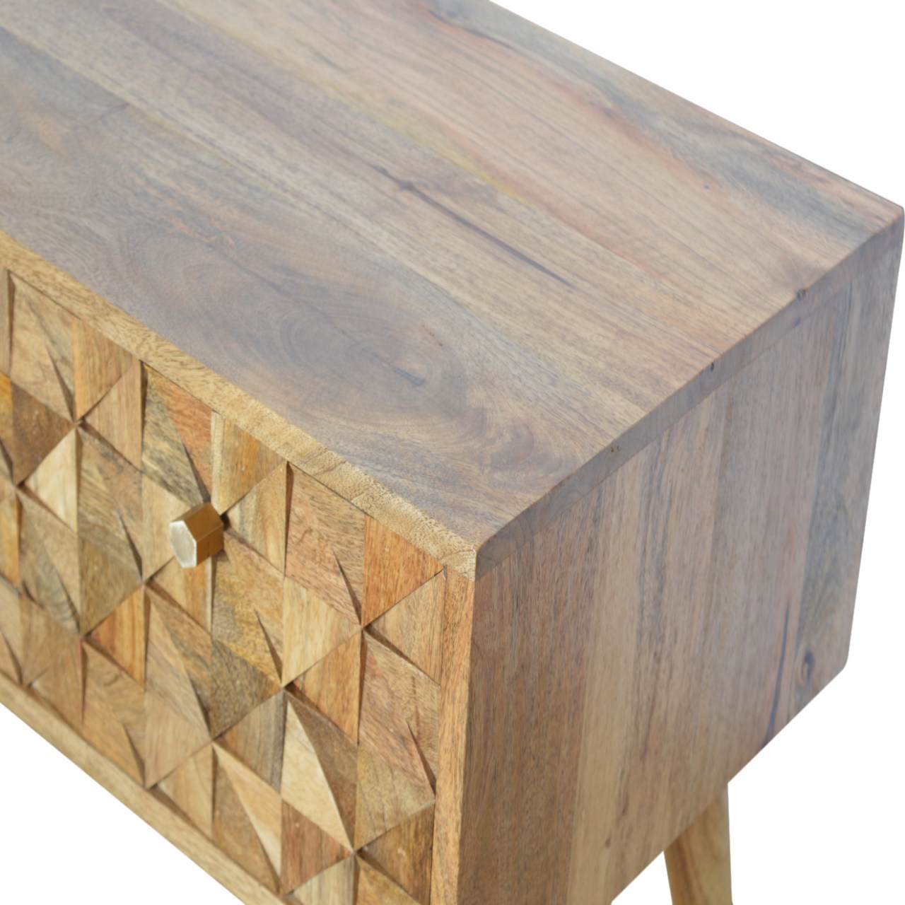 Solid Mango Wood Oak Finished 1 Door Diamond Bench - Image 5
