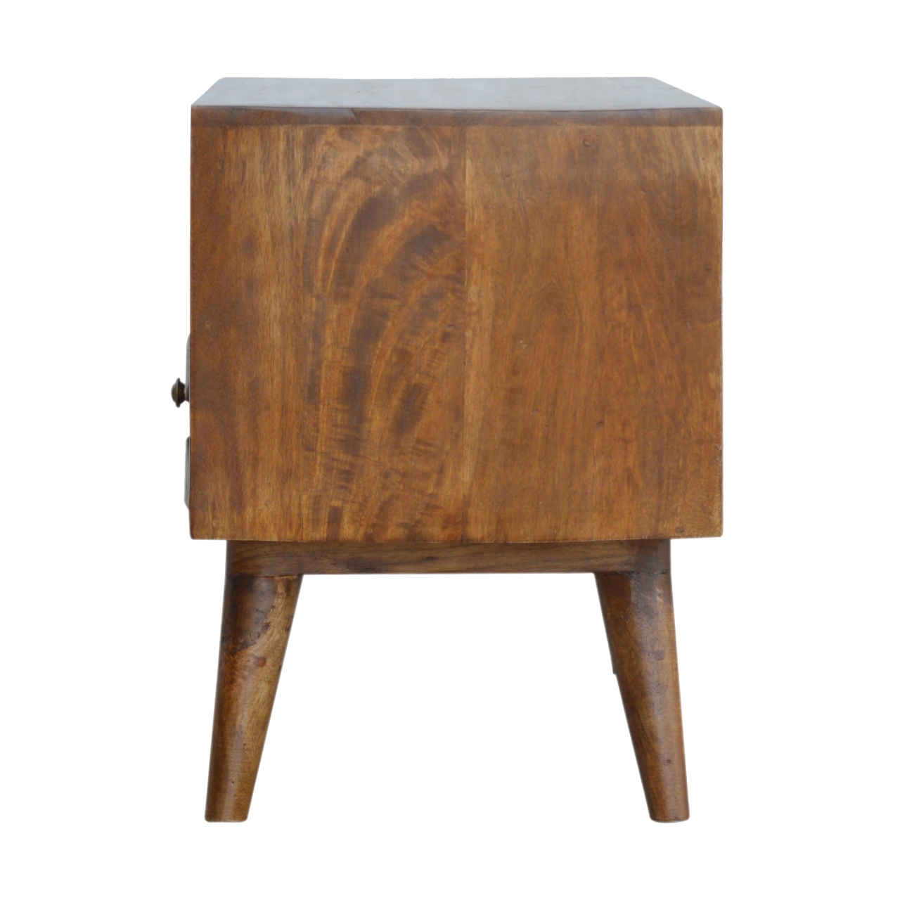 Solid Mango Wood Chestnut Finished 2 Drawers 2 Slots Pineapple Carved Media Unit - Image 9