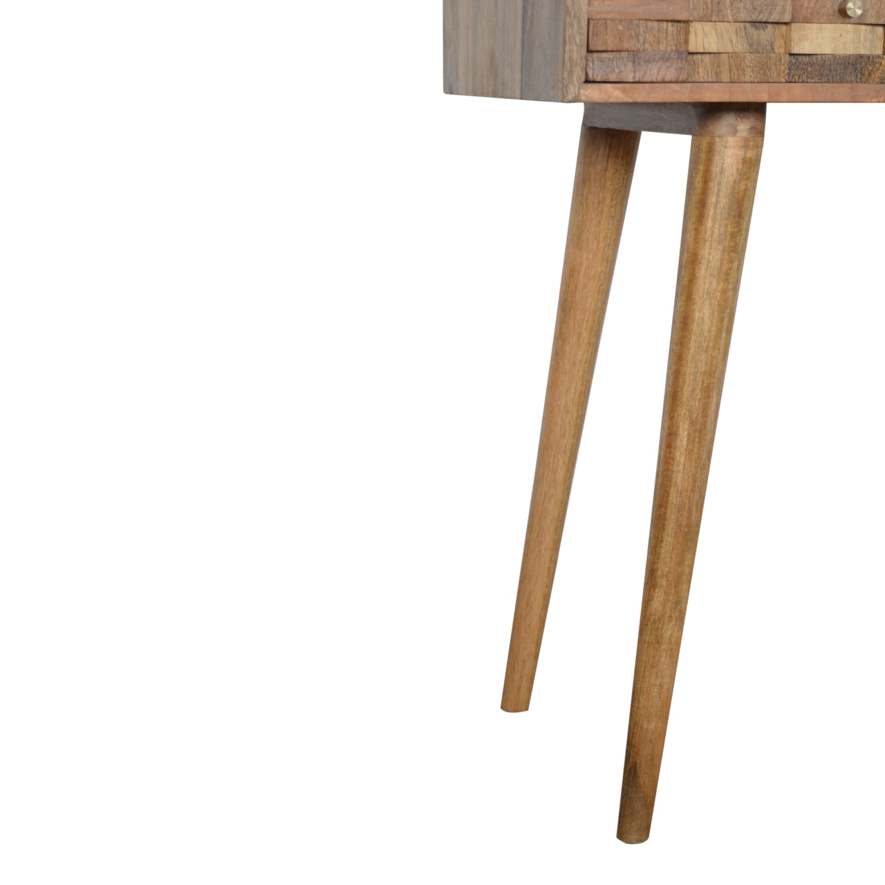 Solid Mango Wood Oak Finished 2 Tile Front Drawer Desk - Image 6