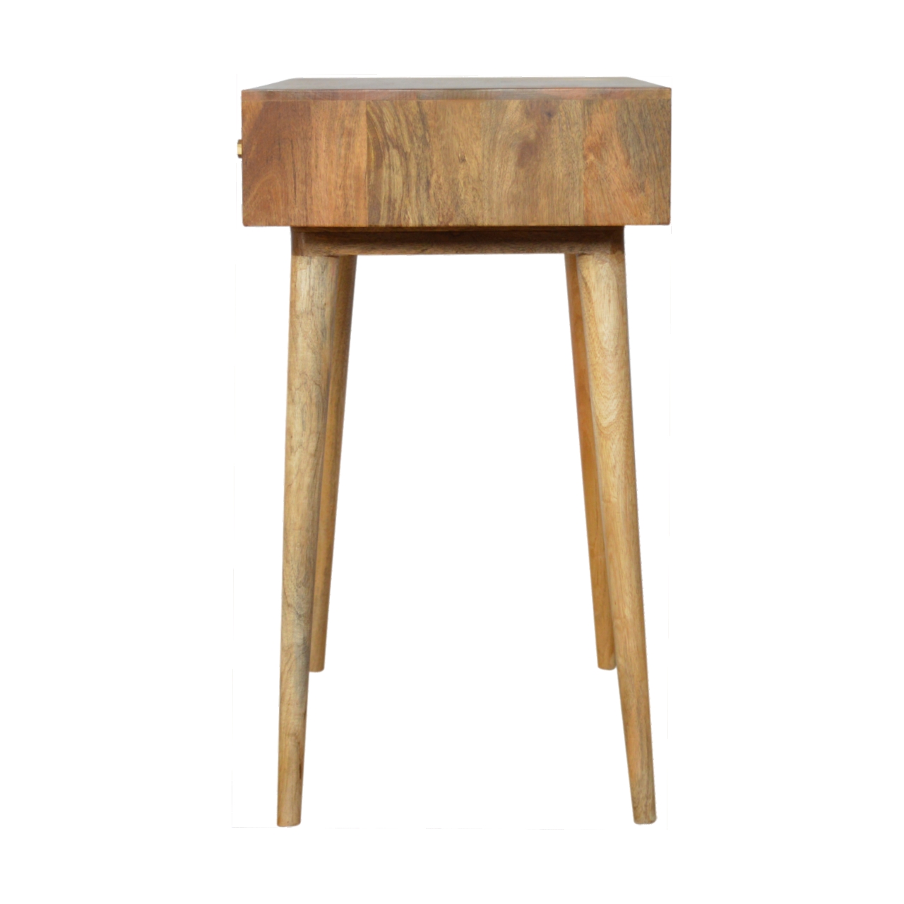 Solid Mango Wood Oak Finished 2 Tile Front Drawer Desk - Image 7
