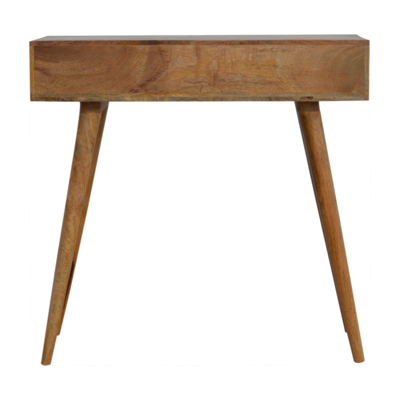 Solid Mango Wood Oak Finished 2 Tile Front Drawer Desk - Image 8