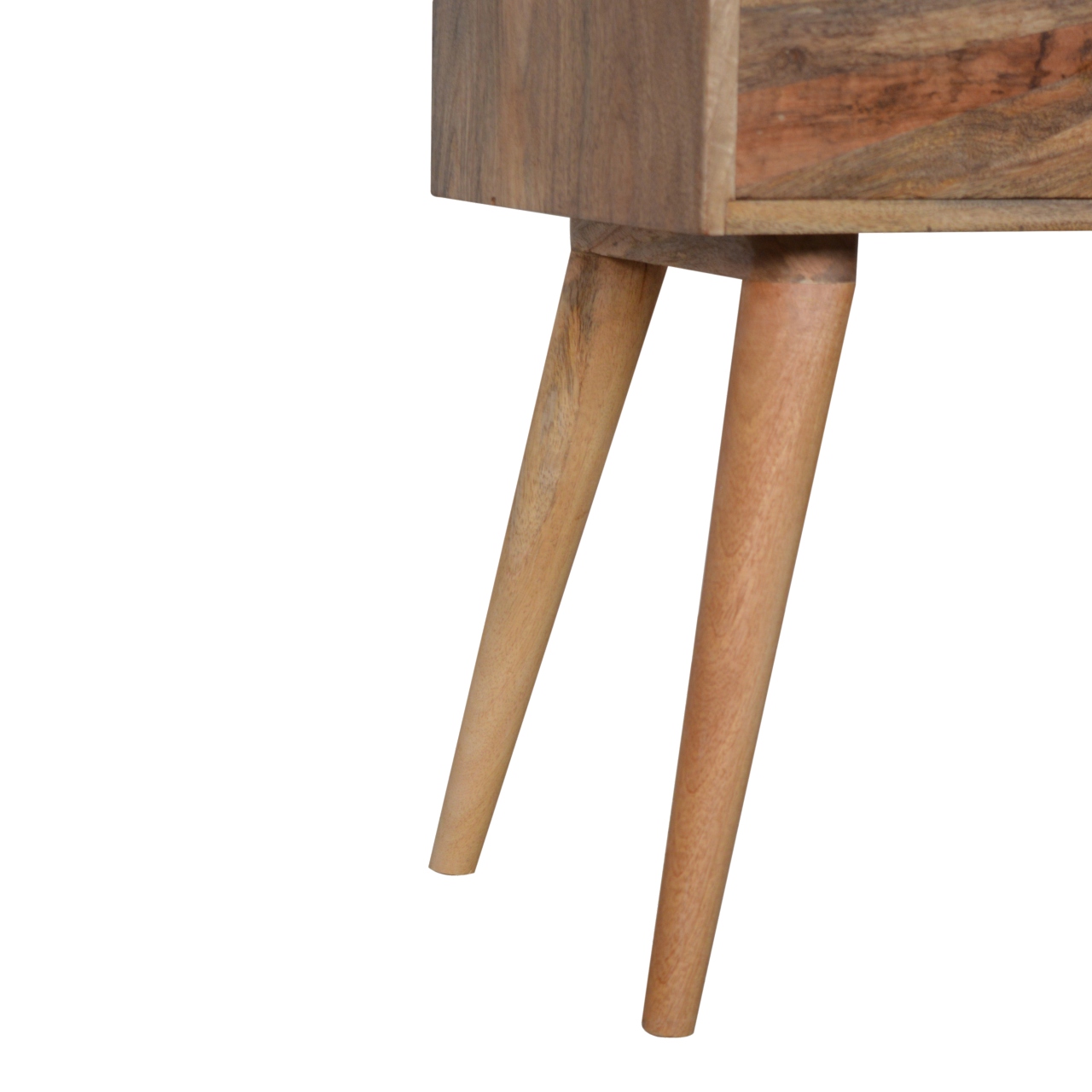 Solid Mango Wood Oak Finished 4 Drawer Sunrise Patterned Console Table - Image 6