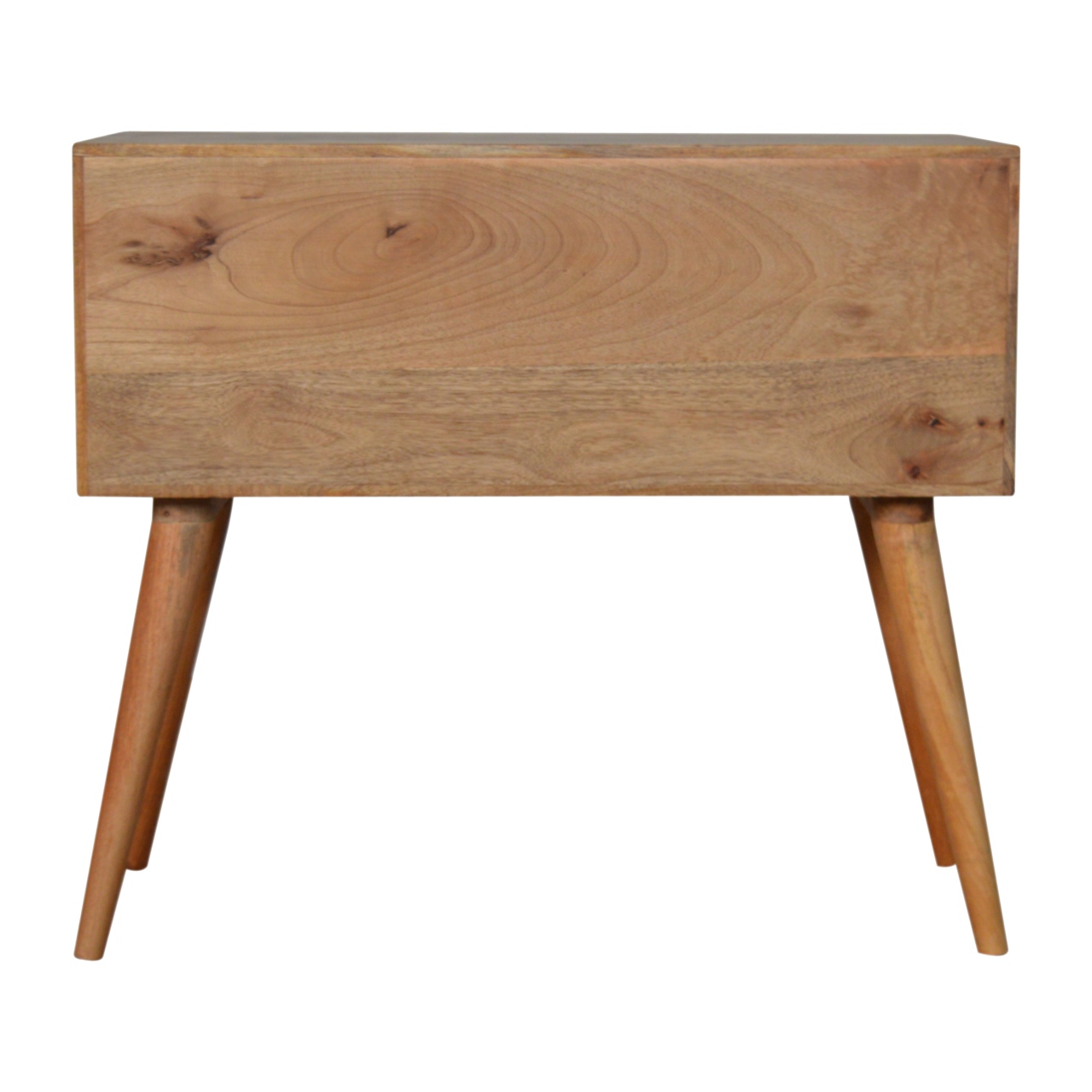 Solid Mango Wood Oak Finished 4 Drawer Sunrise Patterned Console Table - Image 9