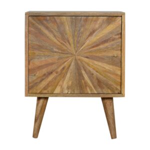 Solid Mango Wood Oak Finished Sunrise 1 Door Bedside