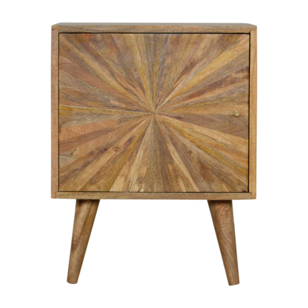 Solid Mango Wood Oak Finished Sunrise 1 Door Bedside
