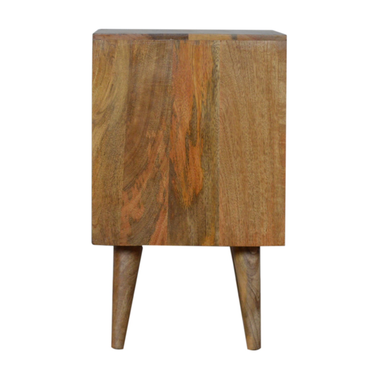 Solid Mango Wood Oak Finished Sunrise 1 Door Bedside - Image 8