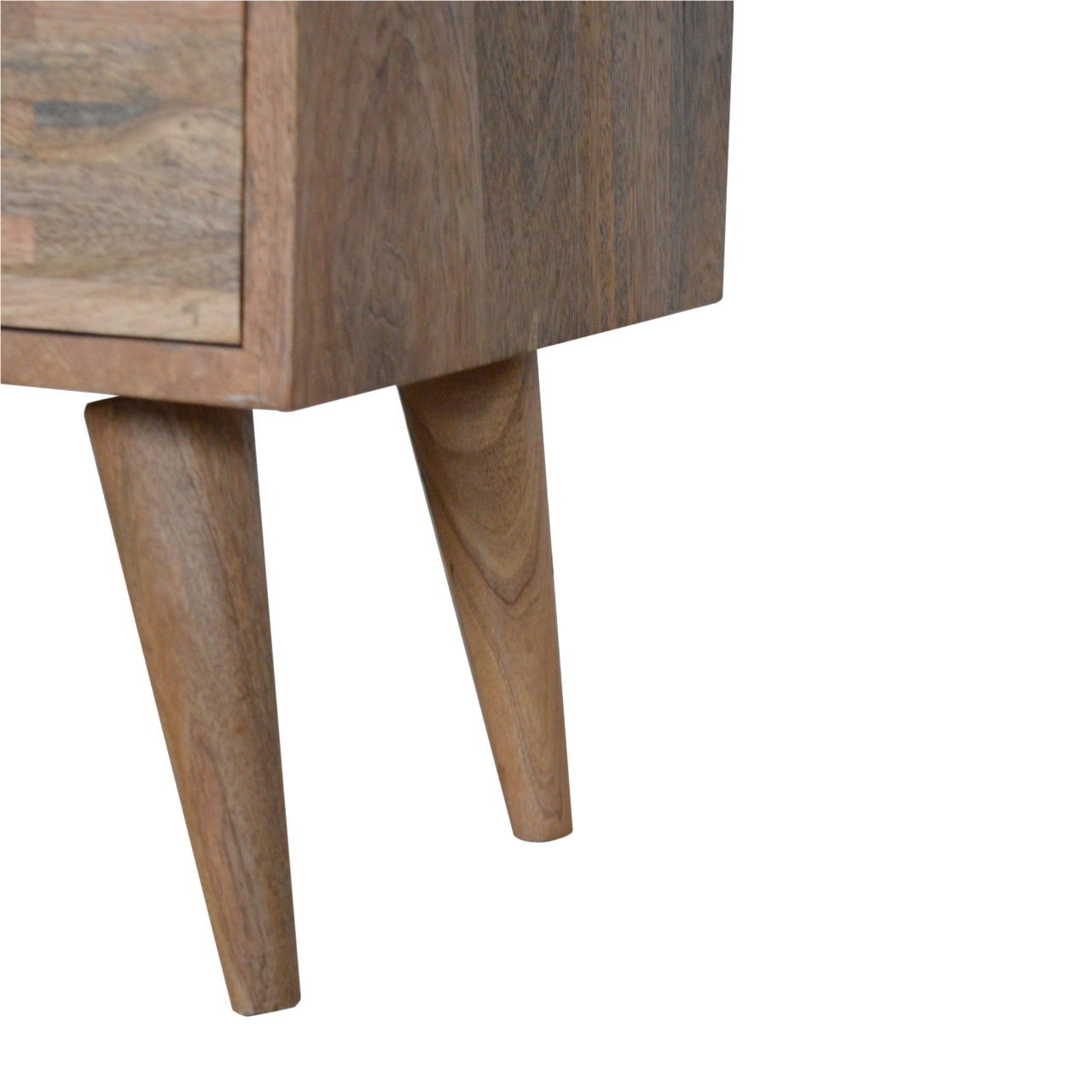Solid Mango Wood Oak Fisnished 2 Drawer Mixed Tones Bedside - Image 5