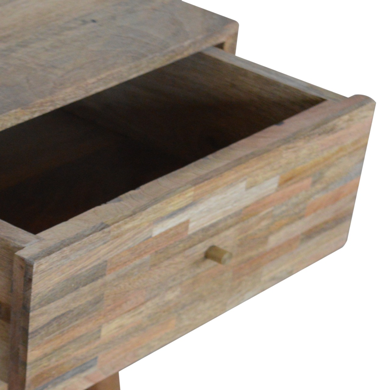 Solid Mango Wood Oak Fisnished 2 Drawer Mixed Tones Bedside - Image 6