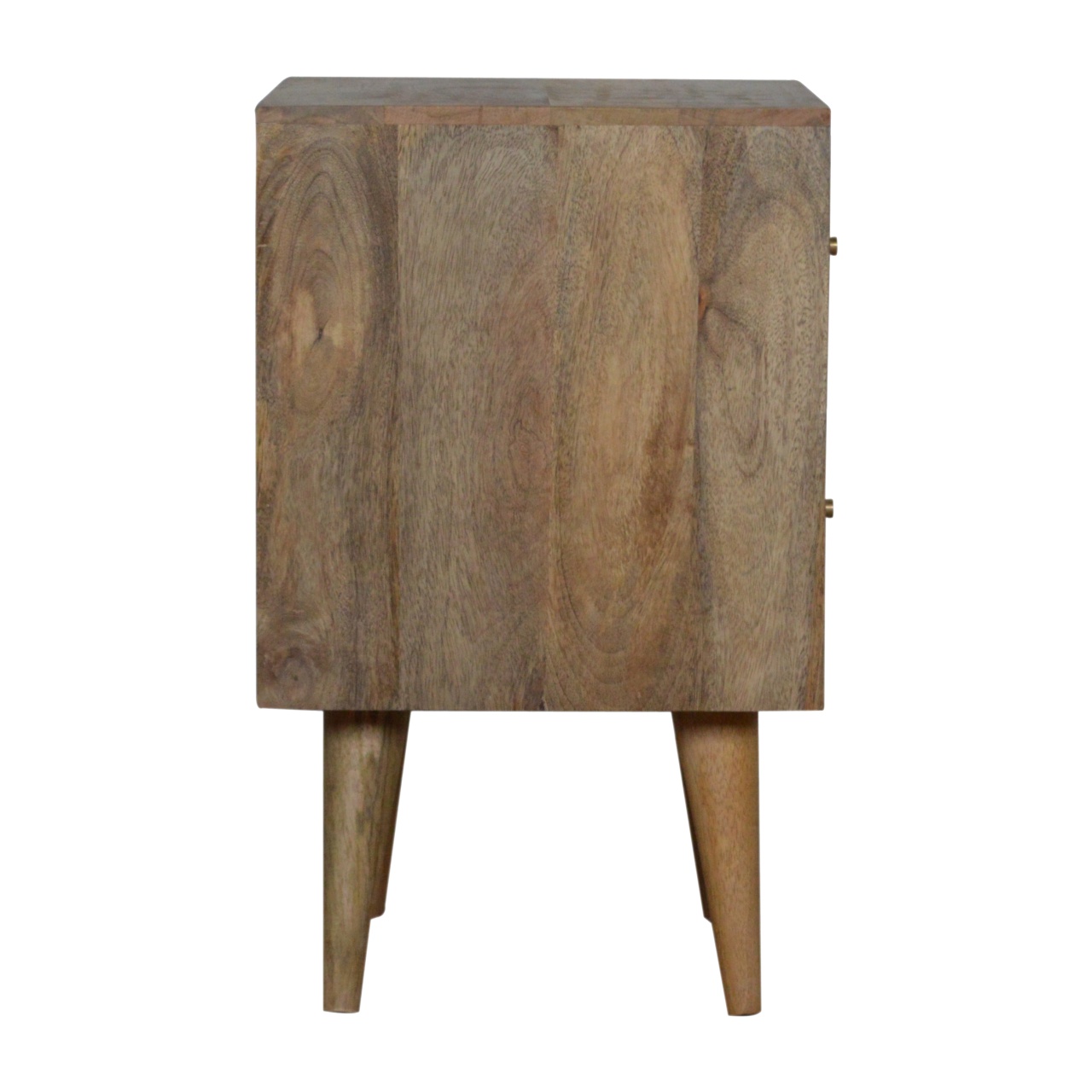 Solid Mango Wood Oak Fisnished 2 Drawer Mixed Tones Bedside - Image 7