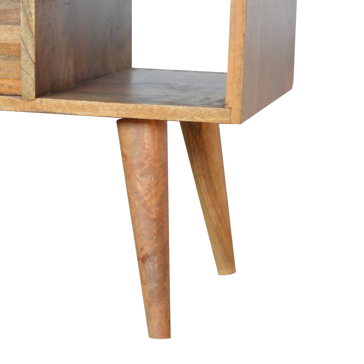 Solid Mango Wood Oak Finished 1 Drawer Mixed Tones Coffee Table - Image 6
