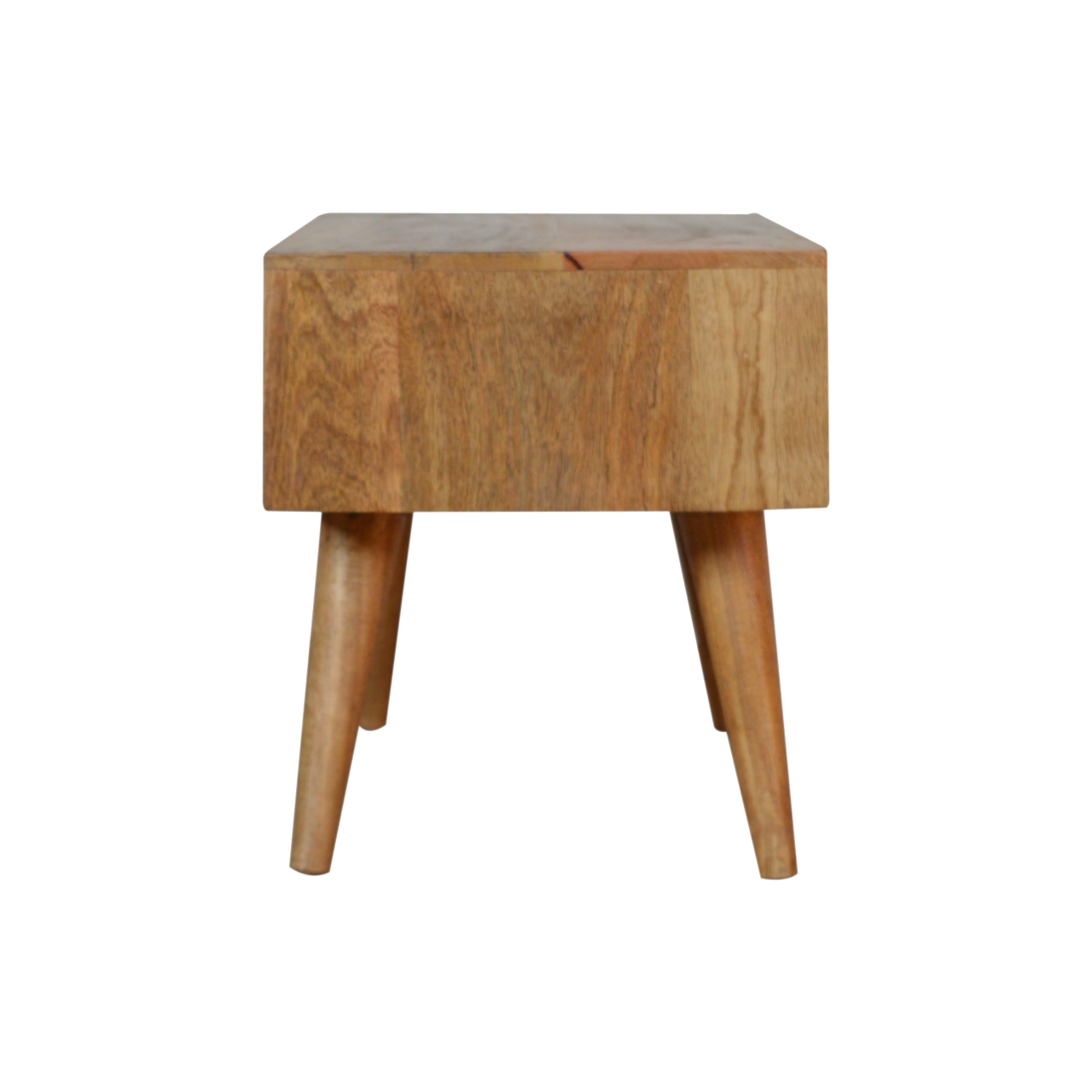Solid Mango Wood Oak Finished 1 Drawer Mixed Tones Coffee Table - Image 8