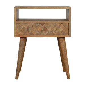 Solid Mango Wood Assorted Oak Finished 1 Slot 1 Drawer Bedside