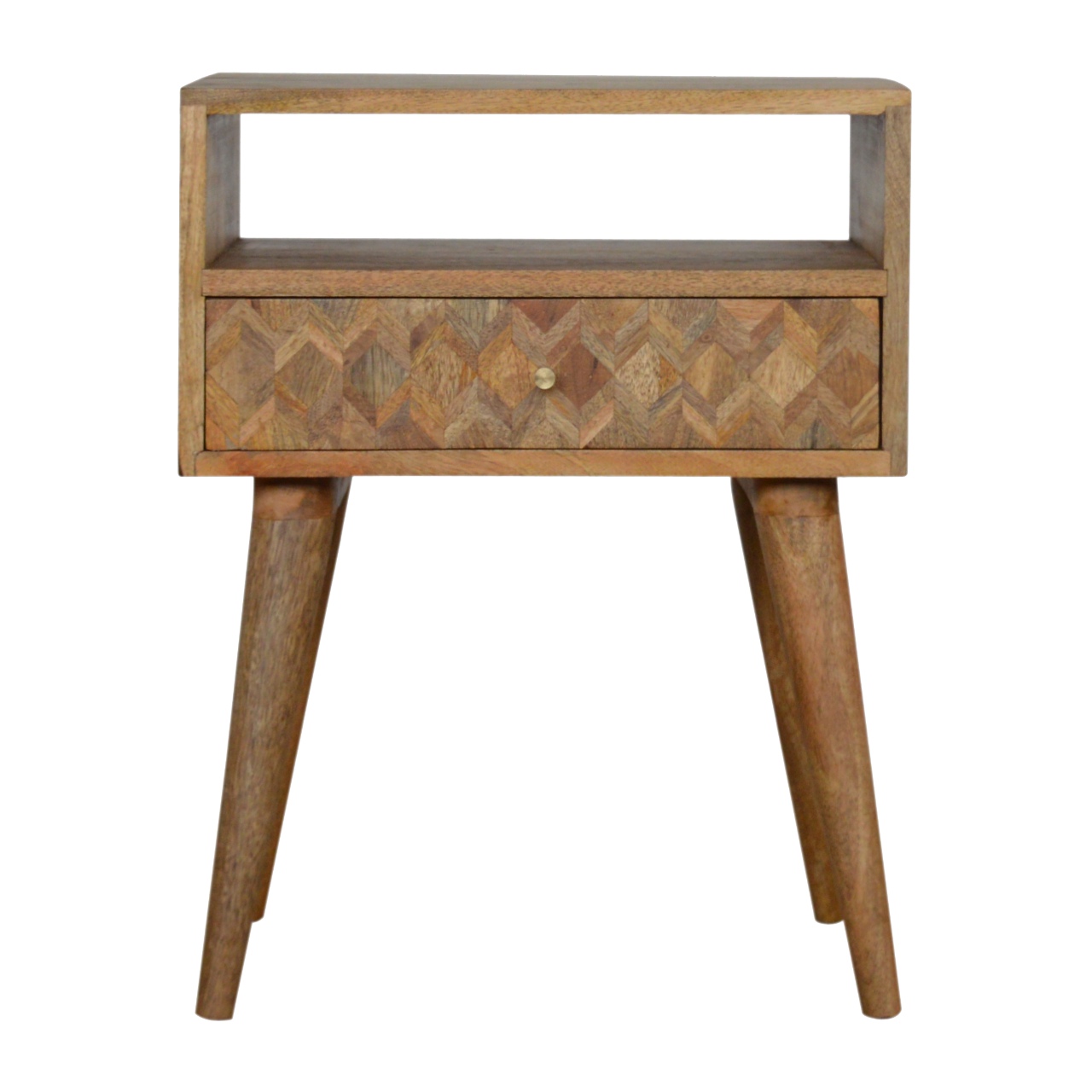Solid Mango Wood Assorted Oak Finished 1 Slot 1 Drawer Bedside