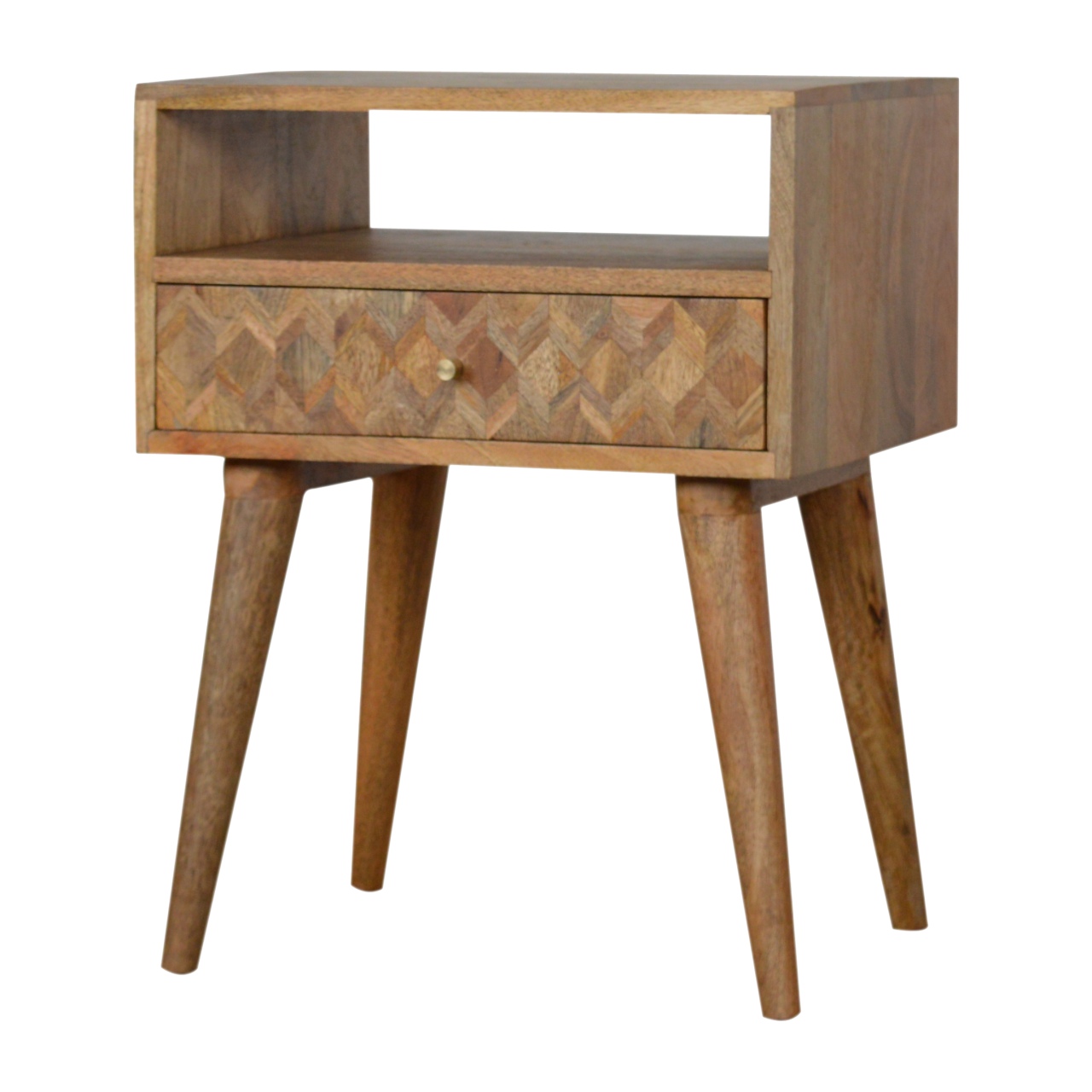 Solid Mango Wood Assorted Oak Finished 1 Slot 1 Drawer Bedside - Image 2