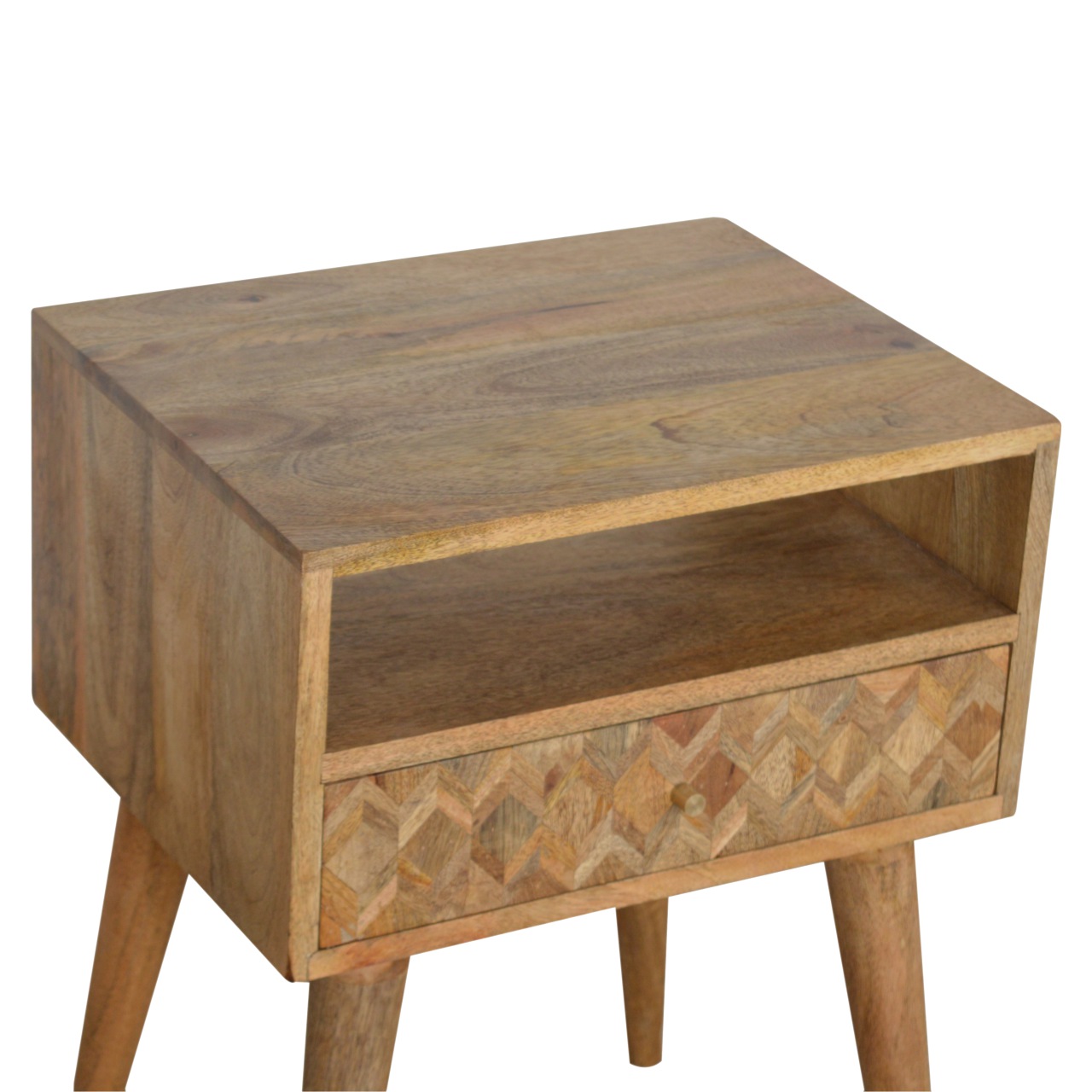 Solid Mango Wood Assorted Oak Finished 1 Slot 1 Drawer Bedside - Image 5