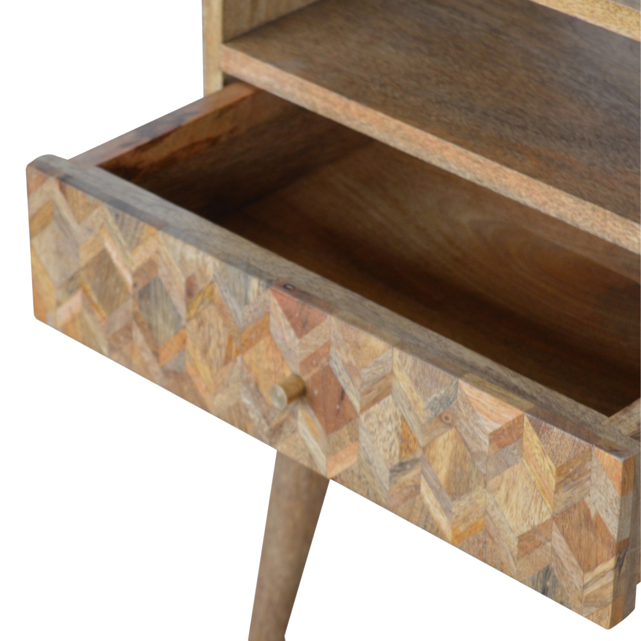Solid Mango Wood Assorted Oak Finished 1 Slot 1 Drawer Bedside - Image 7
