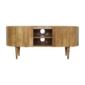 Solid Mango Wood Natural Finished Ridged Media Unit