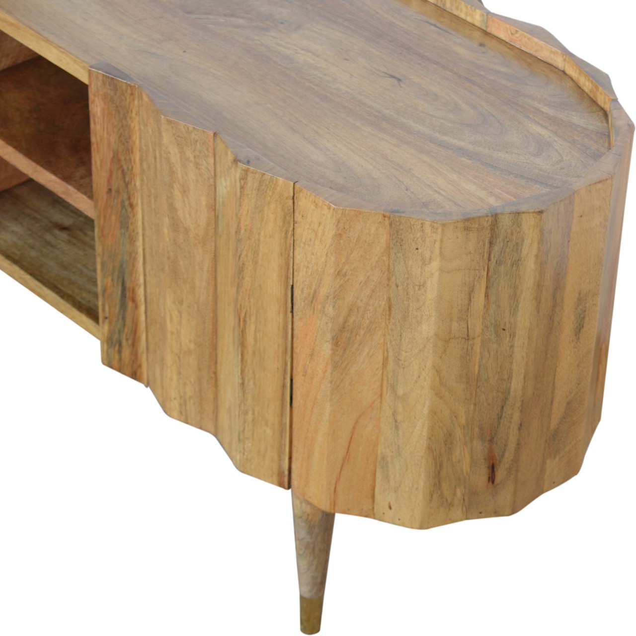 Solid Mango Wood Natural Finished Ridged Media Unit - Image 4