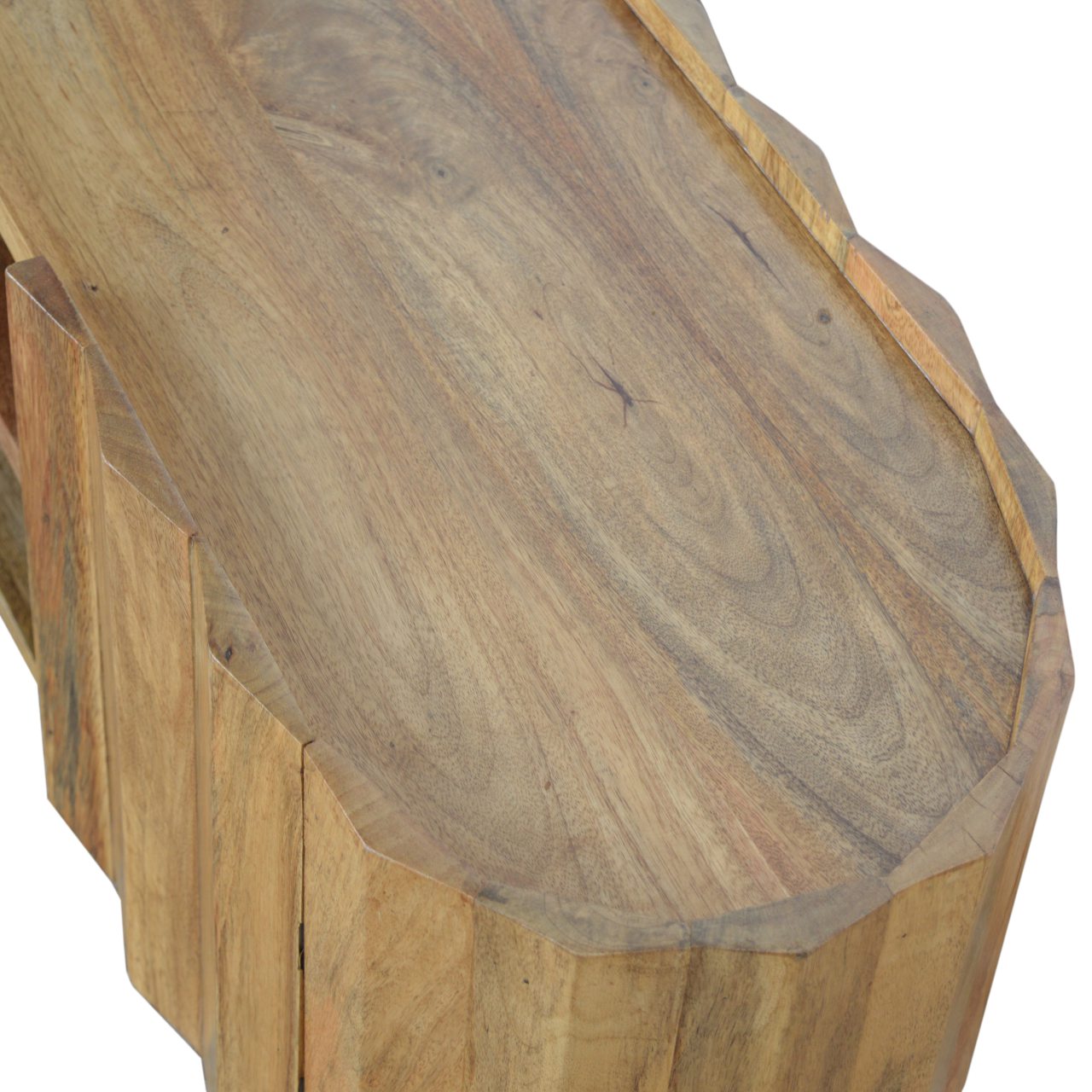 Solid Mango Wood Natural Finished Ridged Media Unit - Image 5