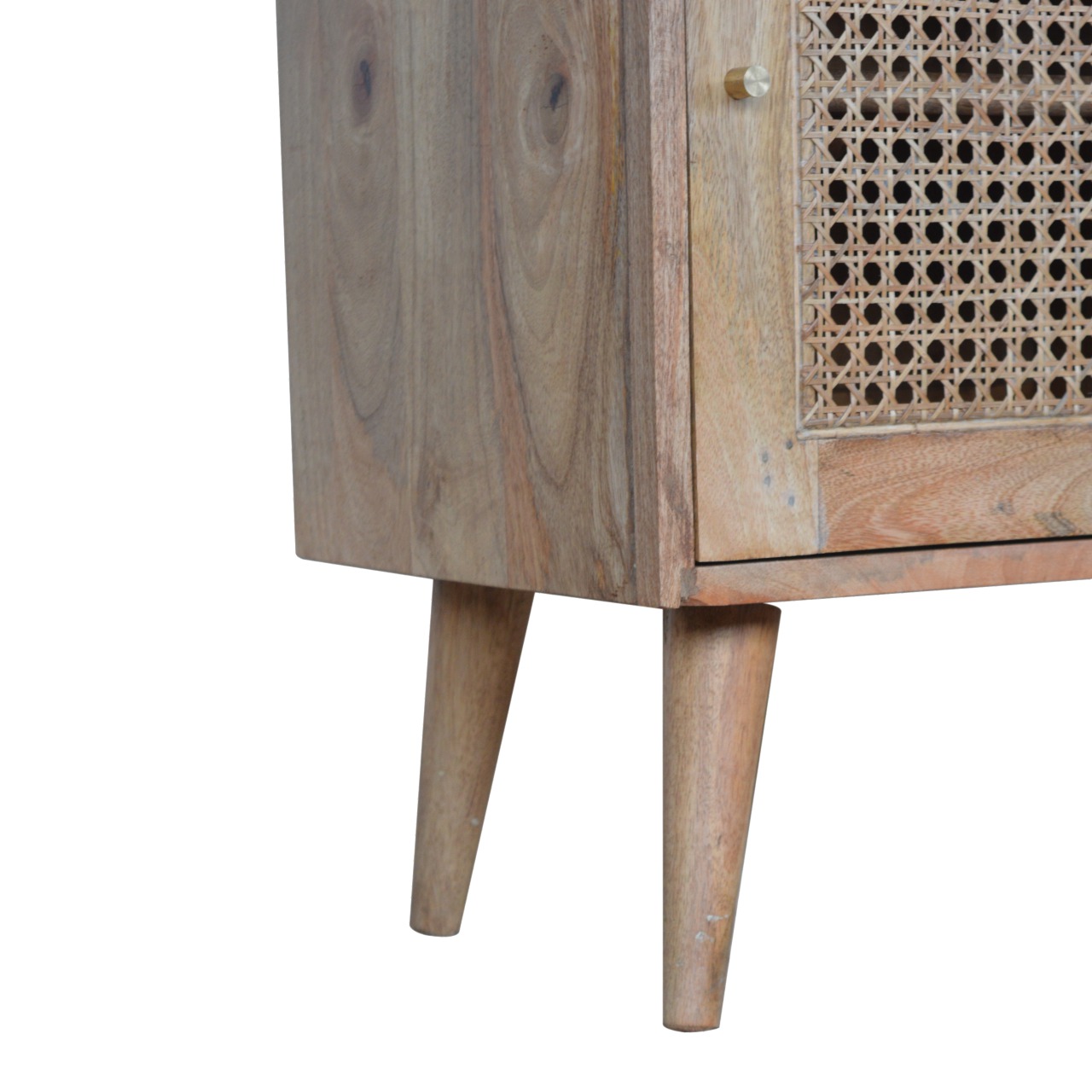 Solid Mango Wood Oak Finished 4 Drawer 1 Rattan Door Larissa Cabinet - Image 6