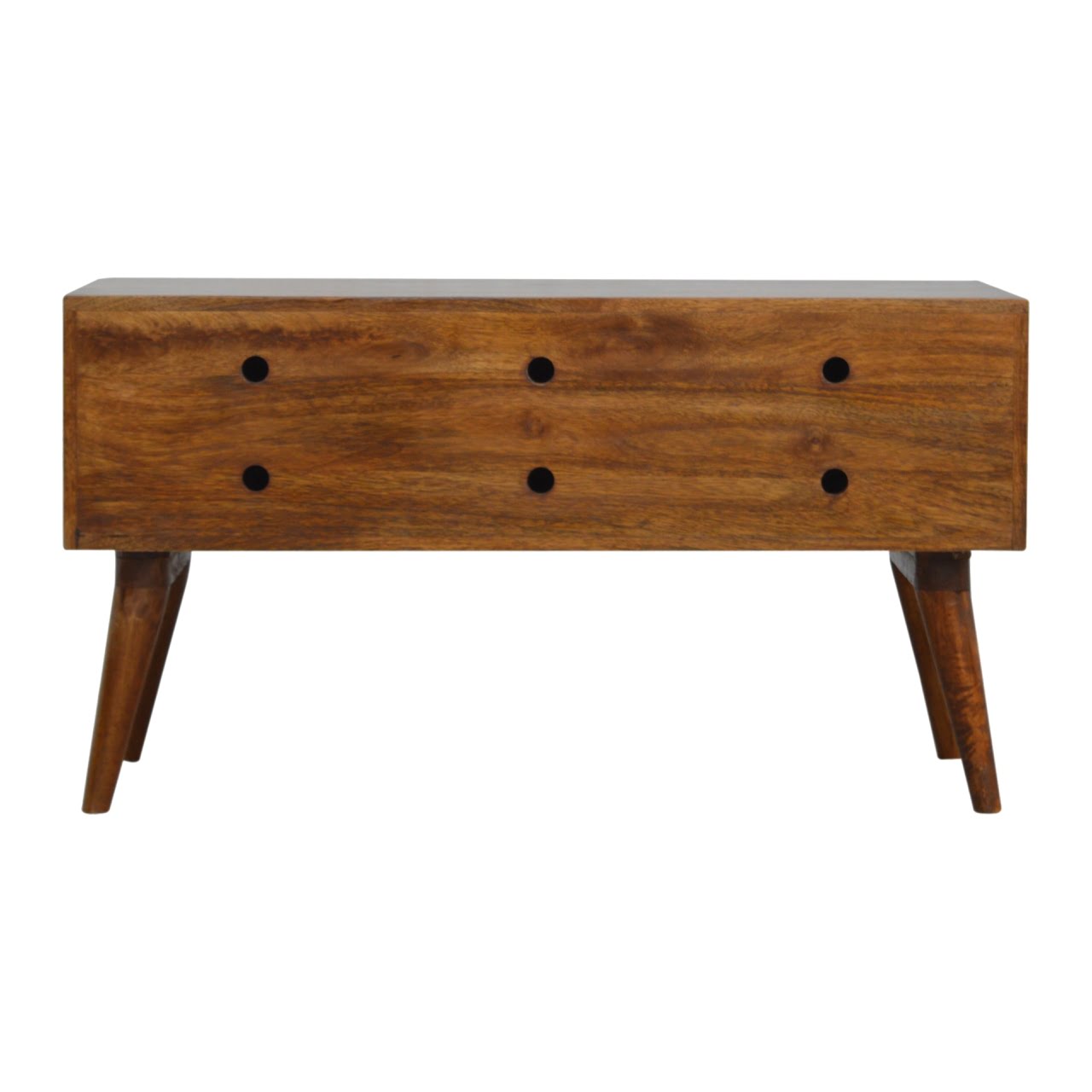 Solid Mango Wood Chestnut Finished Diamond Carved Storage Hall Bench - Image 9
