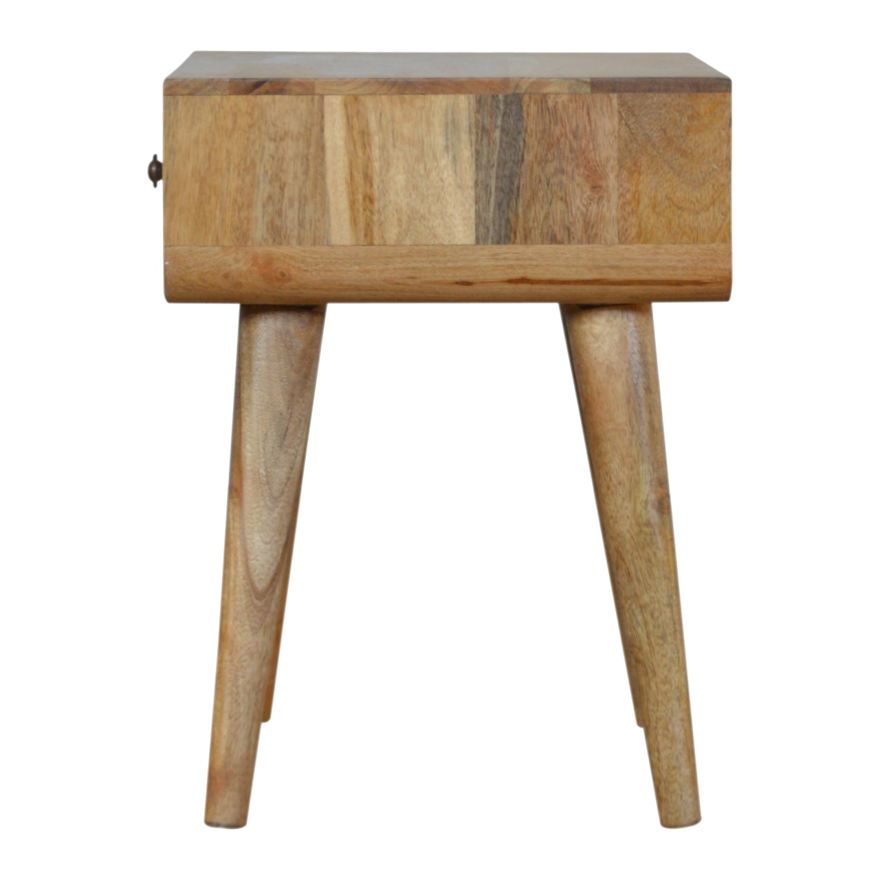 Solid Mango Wood Oak Finished 1 Drawer Hand Painted Monochrome Print Bedside - Image 8