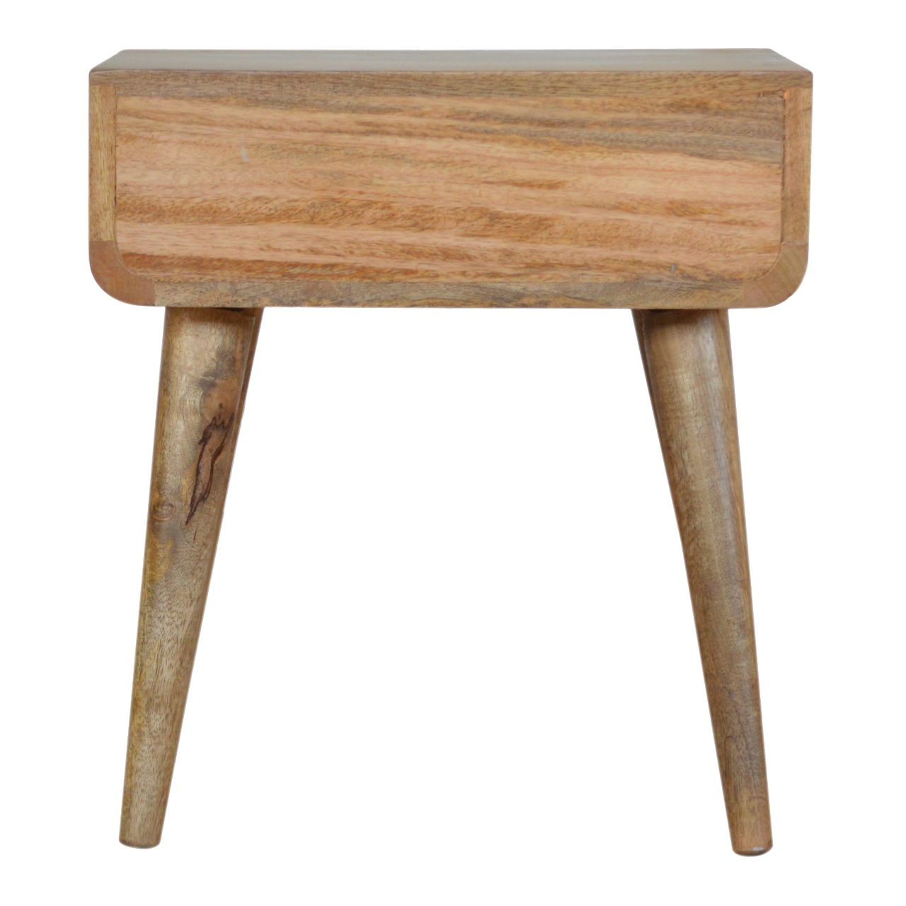 Solid Mango Wood Oak Finished 1 Drawer Hand Painted Monochrome Print Bedside - Image 9