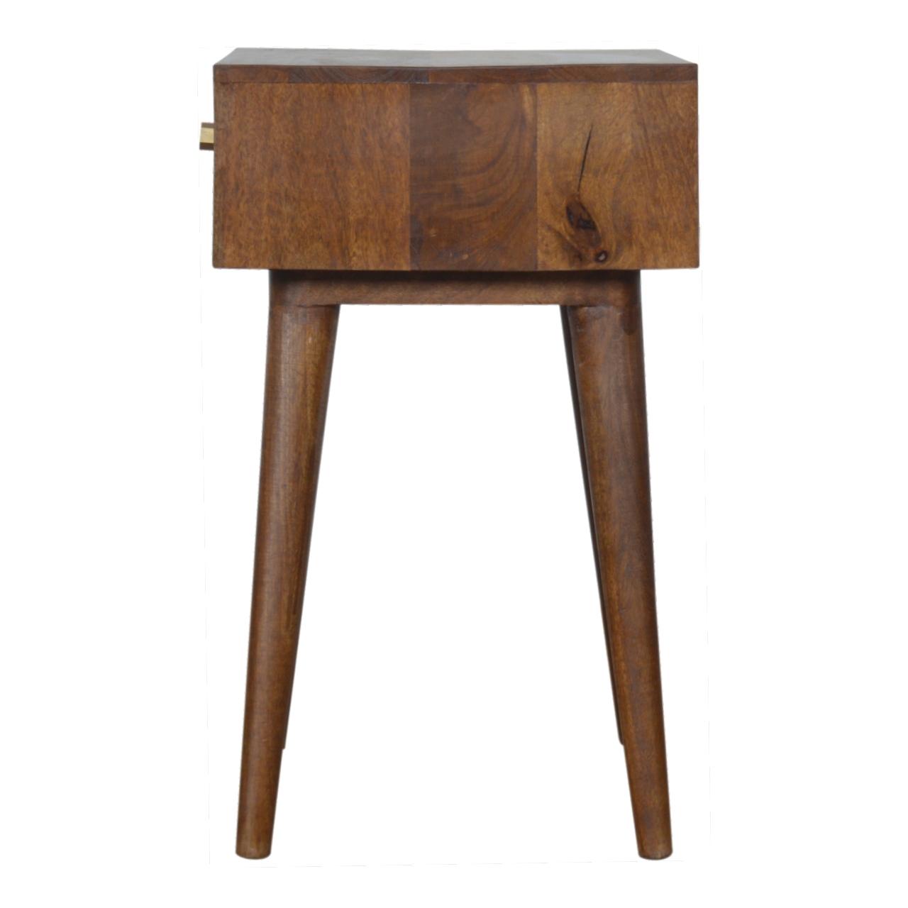 Solid Mango Wood Chestnut Finished 1 Drawer Gold Art Pattern Bedside - Image 9