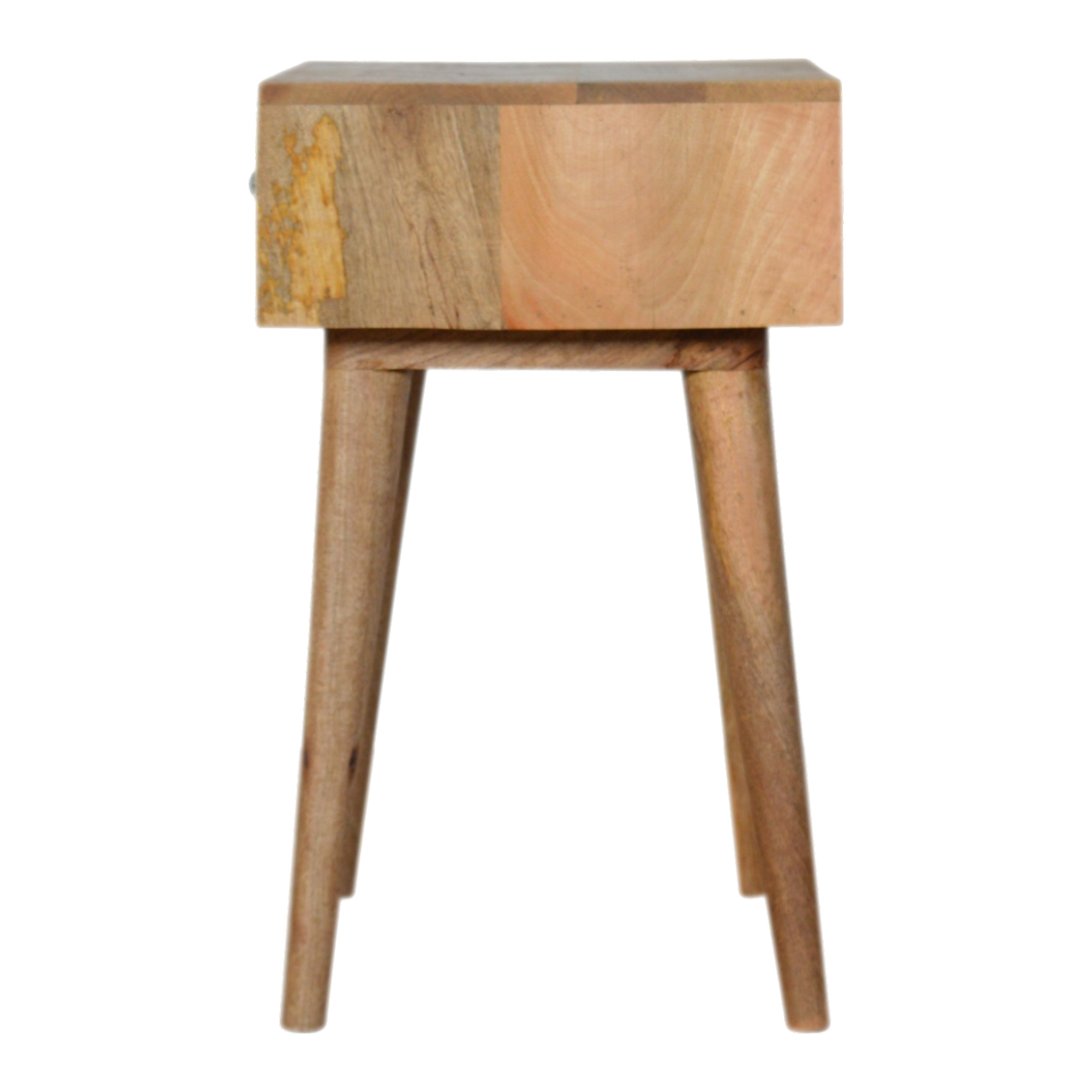 Solid Mango Wood Oak Finished 1 Drawer Bone Inlay Bedside - Image 8