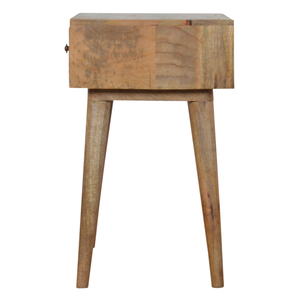 Solid Mango Wood Oak Finished 1 Drawer Lille Patterned Bedside - Image 8