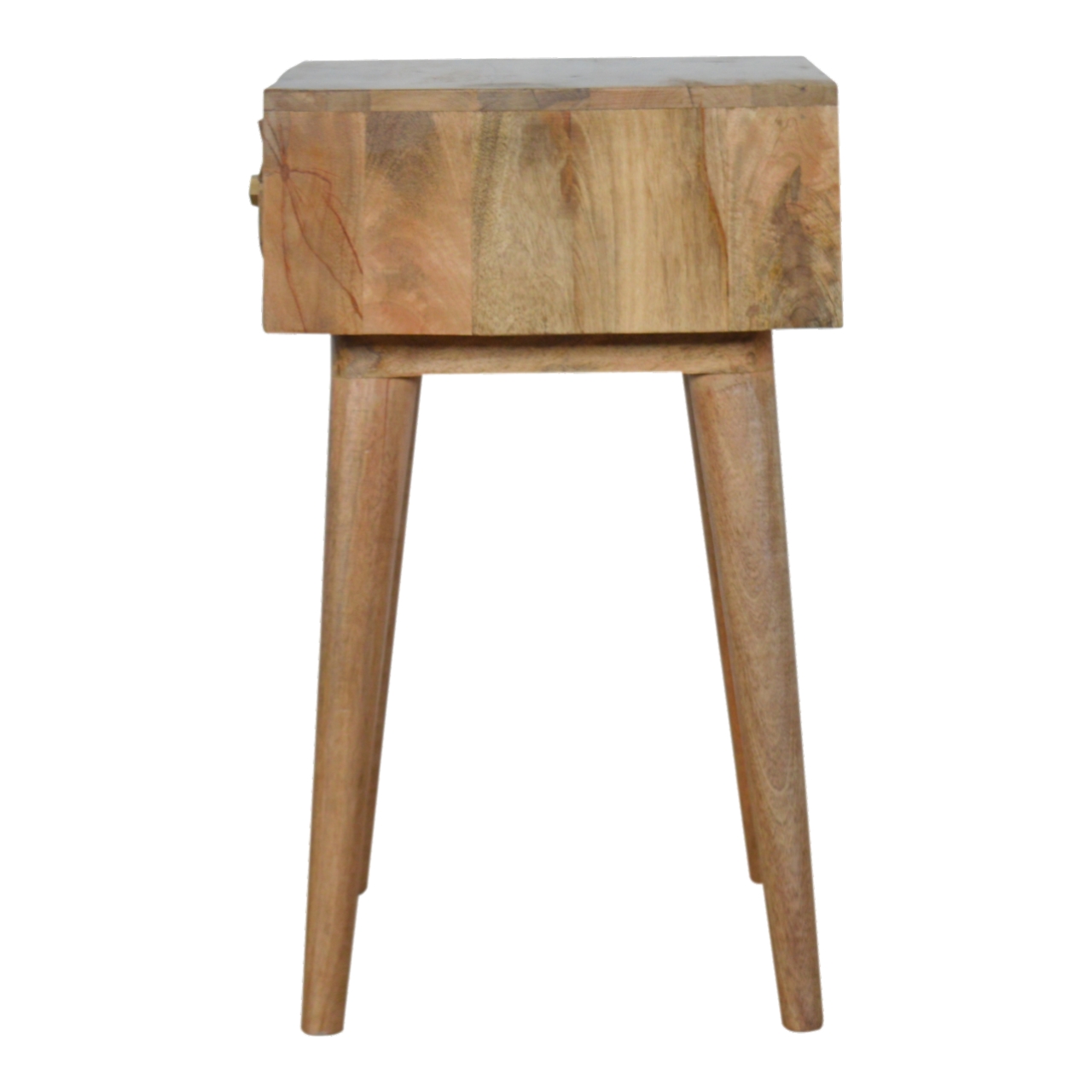 Solid Mango Wood Oak Finished 1 Drawer Diamond Pattern Bedside - Image 8