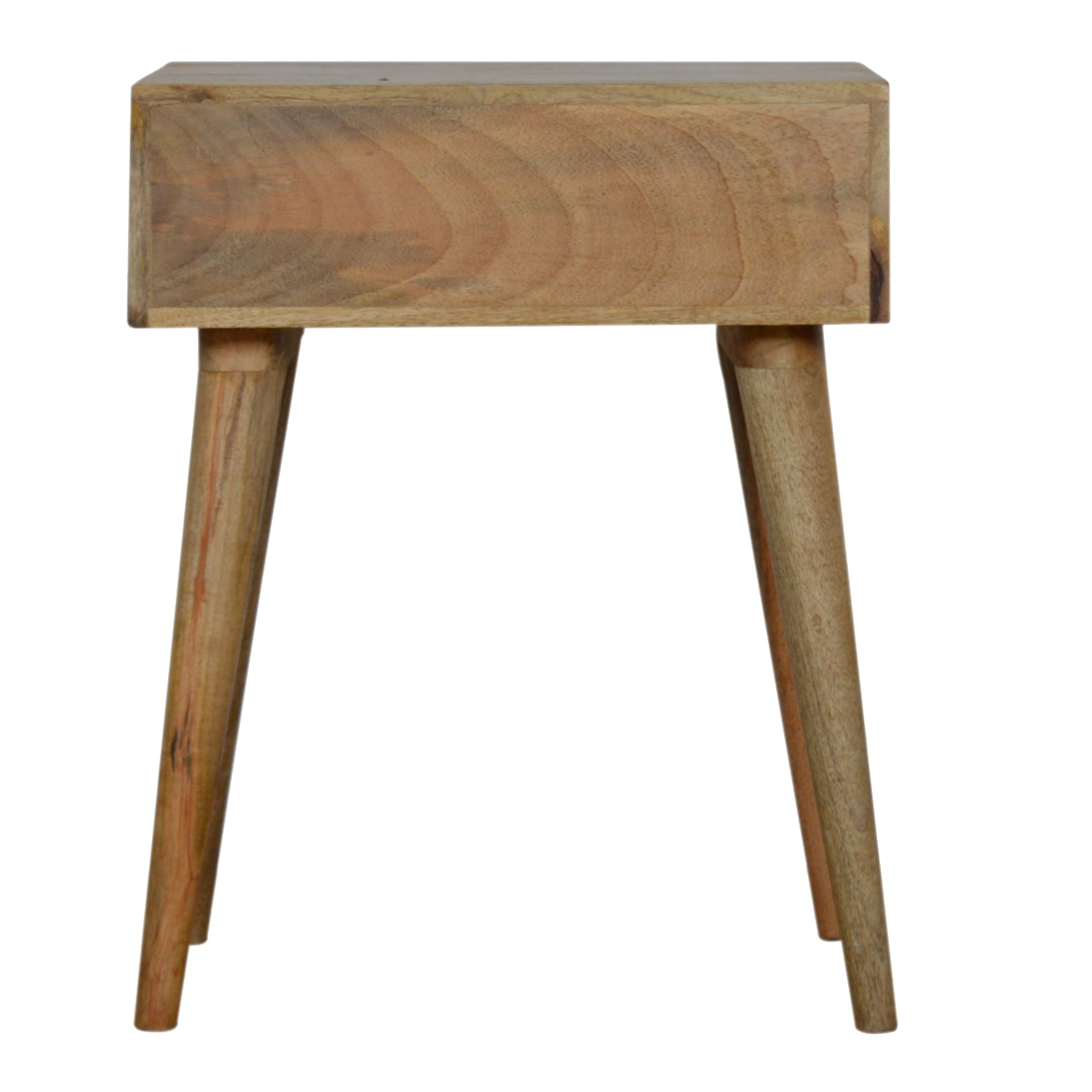 Solid Mango Wood Oak Finished 1 Drawer Diamond Pattern Bedside - Image 9