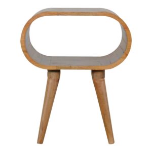 Solid Mango Wood Oak Finished Rounded Open Bedside