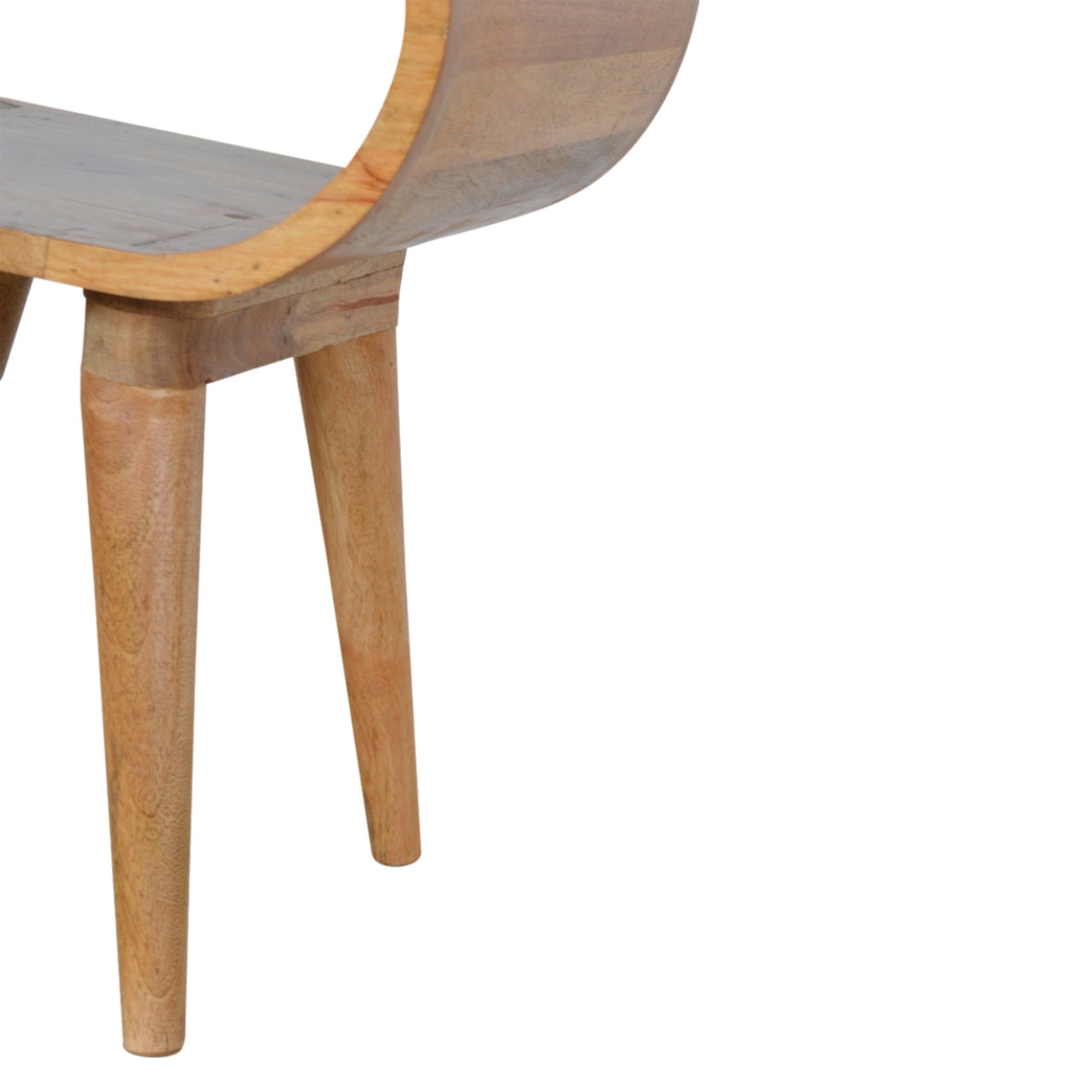 Solid Mango Wood Oak Finished Rounded Open Bedside - Image 7