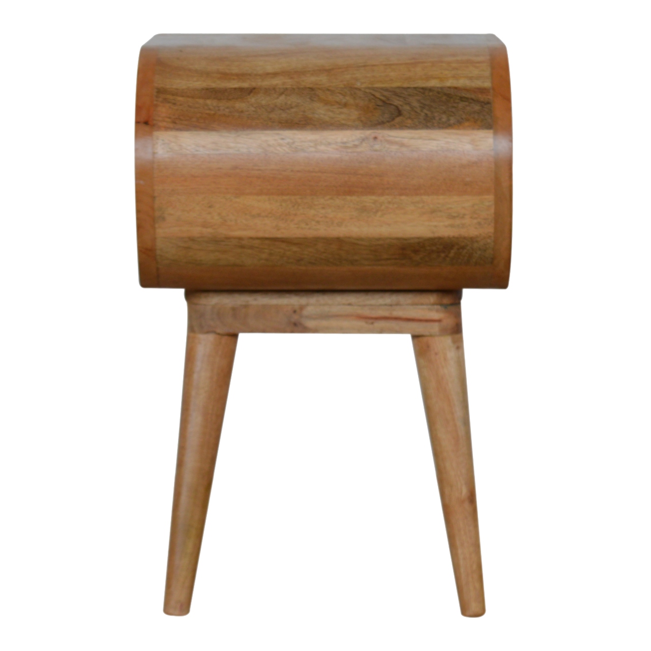 Solid Mango Wood Oak Finished Rounded Open Bedside - Image 9