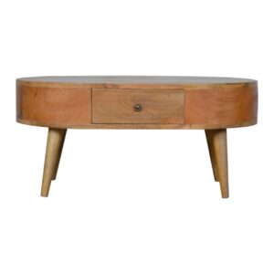 Solid Mango Wood Oak Finished 1 Drawer London Coffee Table