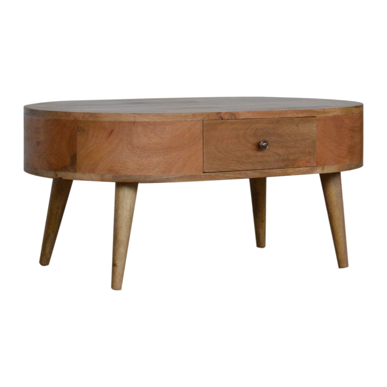 Solid Mango Wood Oak Finished 1 Drawer London Coffee Table - Image 2