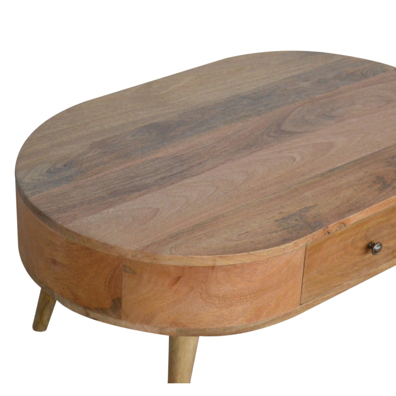 Solid Mango Wood Oak Finished 1 Drawer London Coffee Table - Image 5