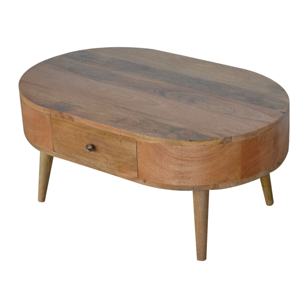Solid Mango Wood Oak Finished 1 Drawer London Coffee Table - Image 6