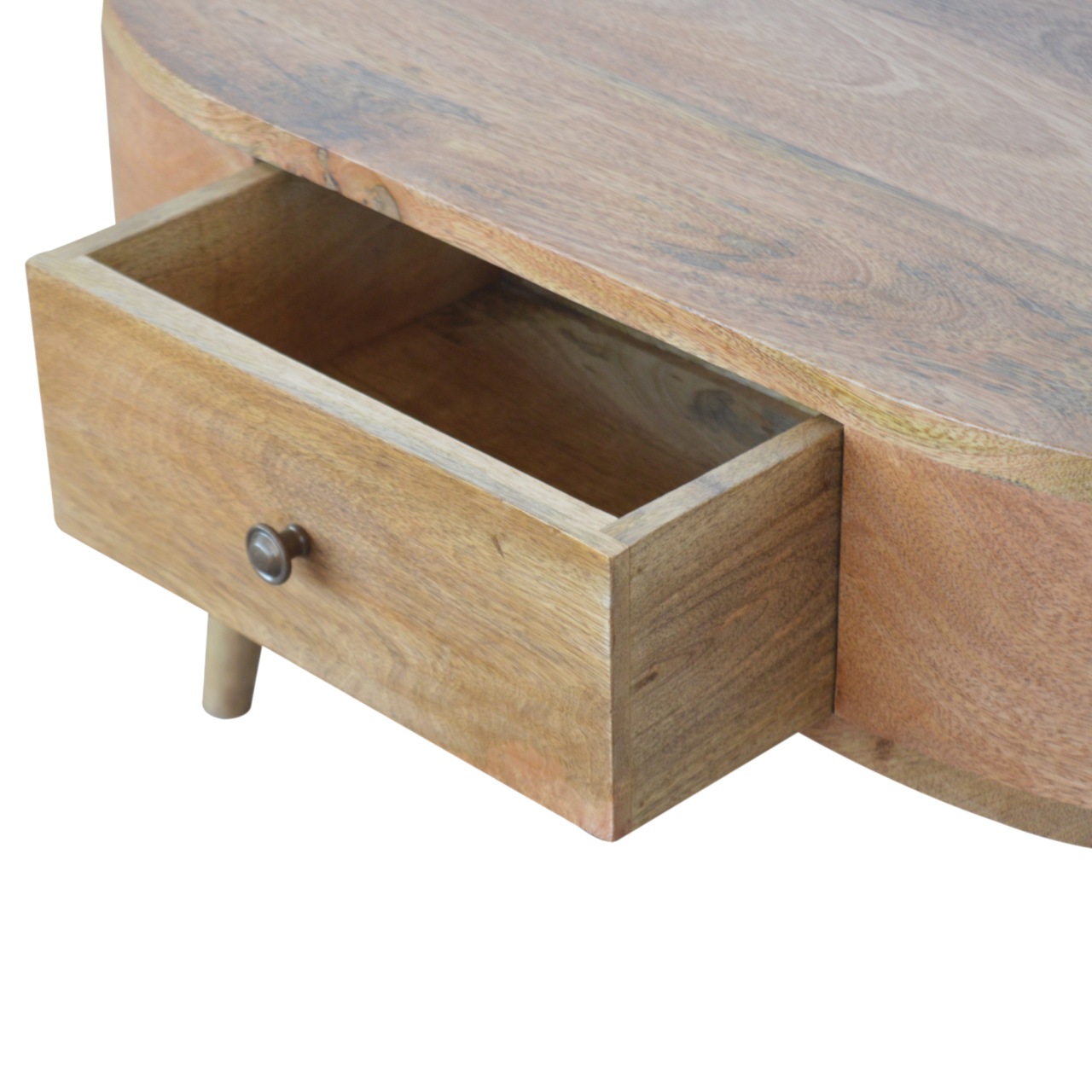 Solid Mango Wood Oak Finished 1 Drawer London Coffee Table - Image 7