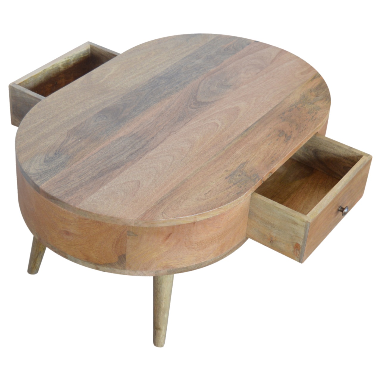 Solid Mango Wood Oak Finished 1 Drawer London Coffee Table - Image 8