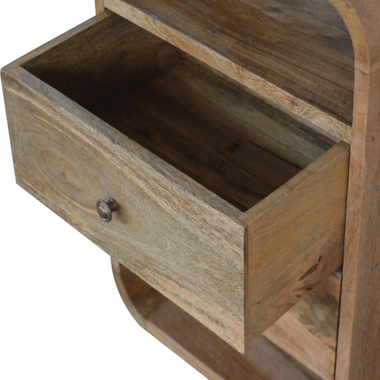 Solid Mango Wood Oak Finished 2 Drawer London Bedside - Image 4