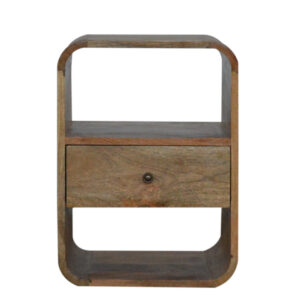 Solid Mango Wood Oak Finished 1 Drawer London Bedside