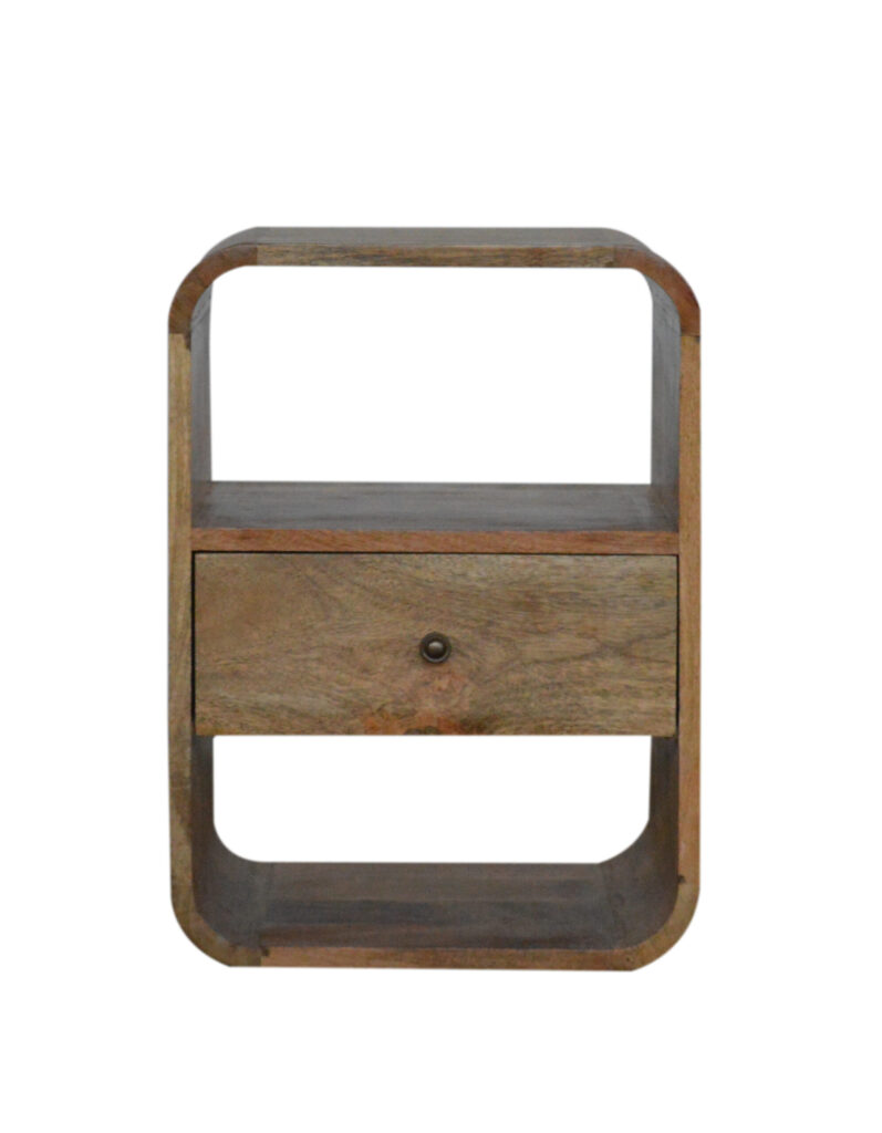 Solid Mango Wood Oak Finished 1 Drawer London Bedside